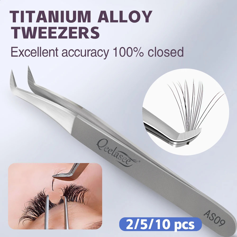 2/5/10pcs silvery Qeelasee Beauty Salon Eyebrow Volume Eyelash Extension Fan Lash Tweezer AS09 Eyelash 241223