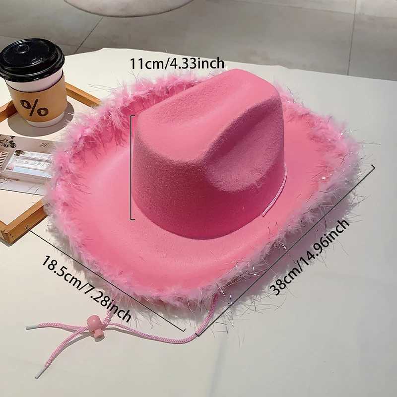 KAMMPT Fashion Solid Color Cowboy Hat Wide Brim Carnival Role Playing Cowboy Hat Western Style Trend Cs Singles Party W241225