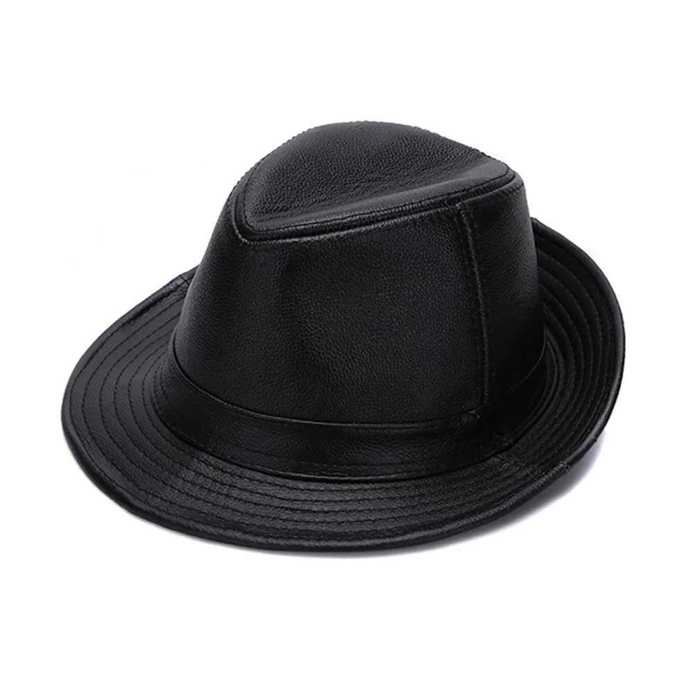 New style autumn winter warm denim% real denim leather hat mens real denim leather hat mens fashion C W241225