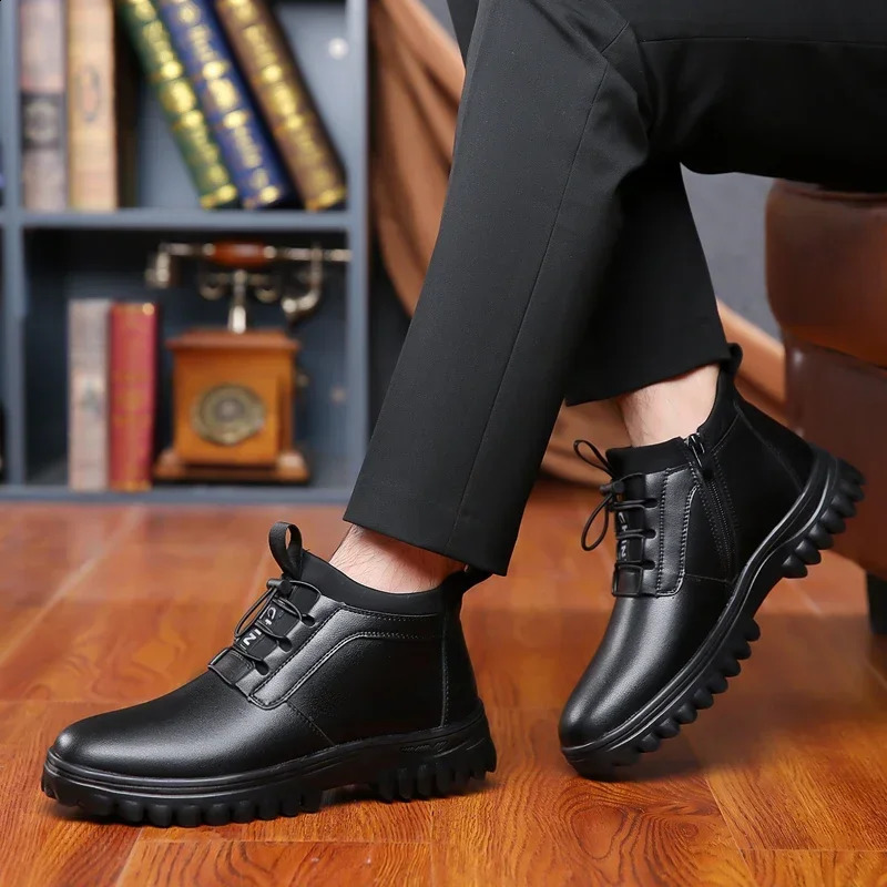 Sole Rubber Boots for Men Work Martin Black Snow Shoe for Men Boots Fur Ankle Winter Waterproof Fashion Boots for Men 241226