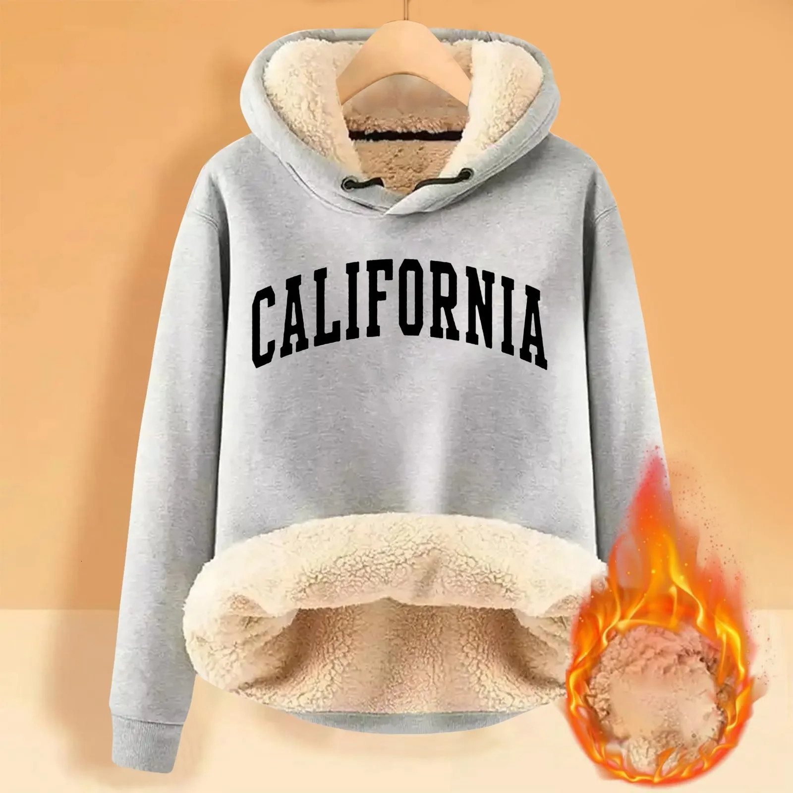 Womens Winter Padded Thickened Warm Solid Colour Multicolour Cardigan Lambswool Hooded Sweatshirt Jacket 241225