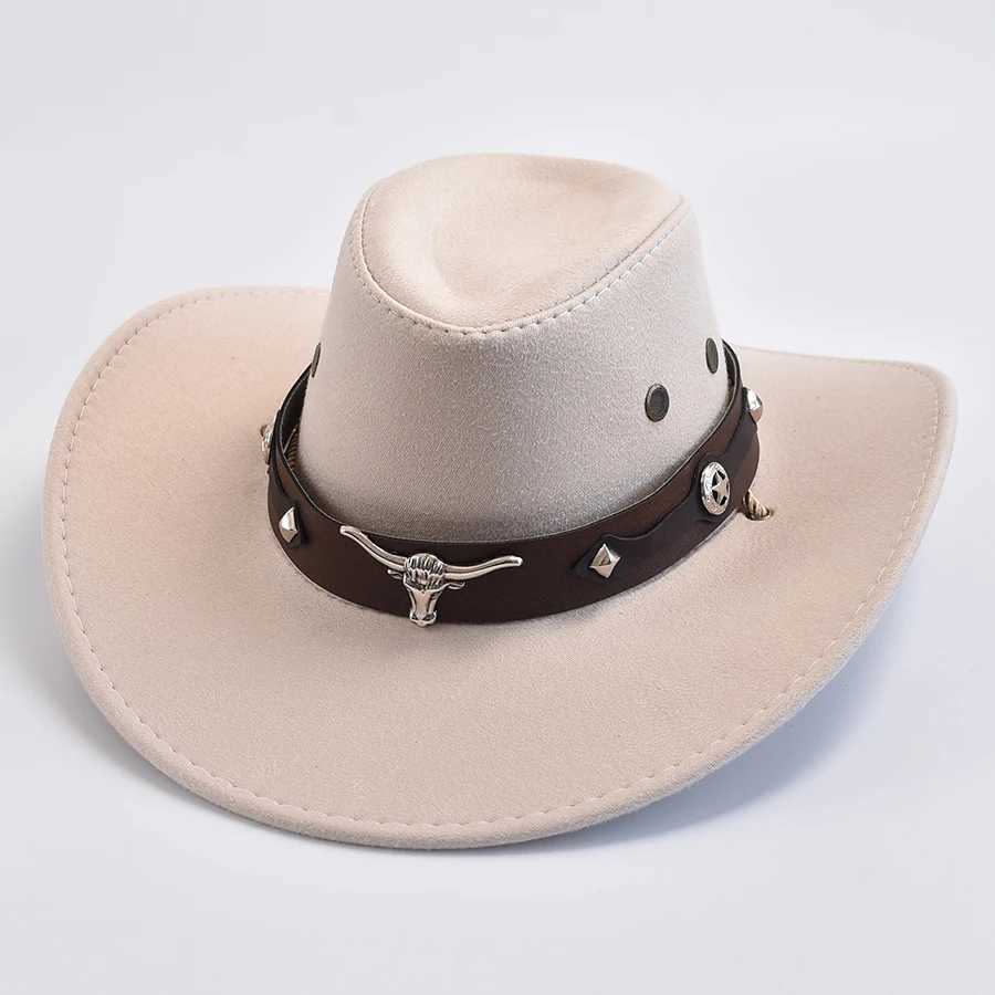 Retro large brimmed western cowboy hat suitable for men women faux suede gentleman cowboy hat holiday party role-playing hat W241225