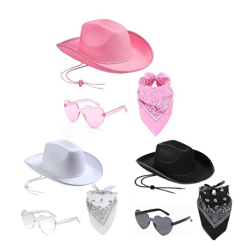 Womens Cowboy Hat Cowboy Girl C Scarf Sunglasses Theme Party Clothing Fashion Set W241225