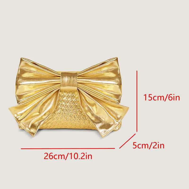 High Quality Luxury gold and silver leather handbag for women sweet PU bow knot clutch metal chain wallet for women elegant wedding party cross body b