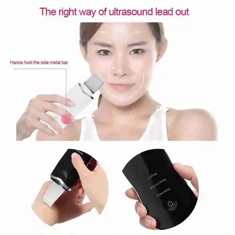 Ultrasonic Skin Scrubber Deep Vibration Spatula Shovel Cleaner Face Scrubber Peeling Black Head r Massager 241226