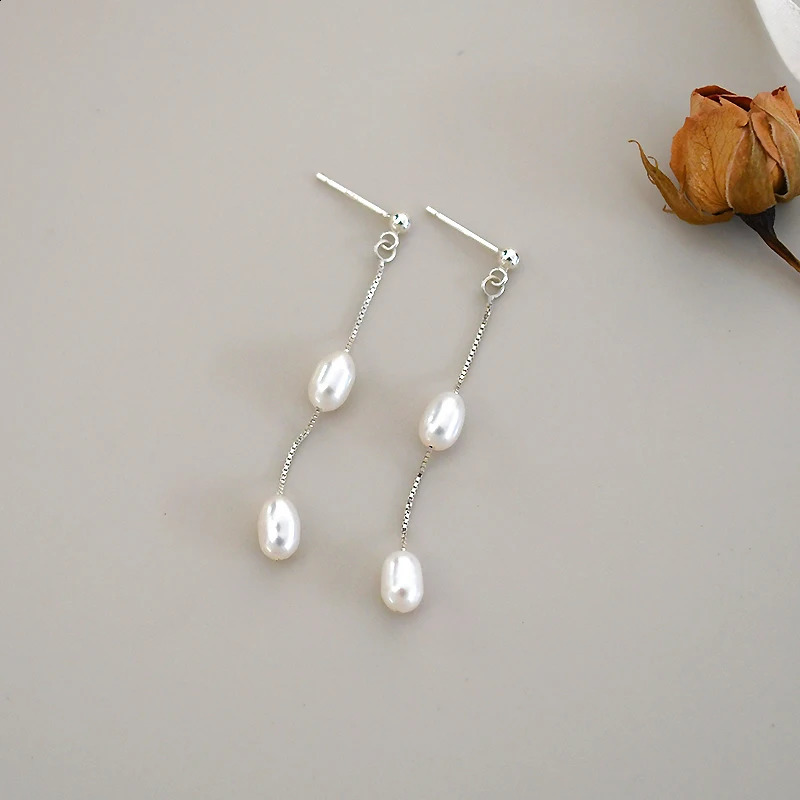 ASHIQI Trend Natural Freshwater Pearl 925 Sterling Silver Drop Earrings Fashion Korean Jewelry 241226