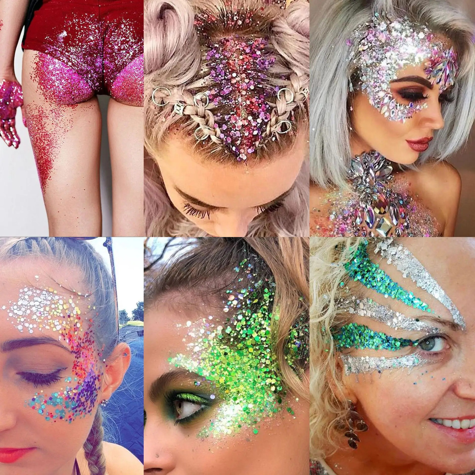 Christmas Sequins Decorative Body Cream Luminous Holographic Multicolor UV Chunky Glitter Gel Paste Palette 241226