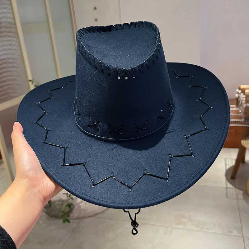 KAMMPT Fashion Western Wide Brown Cowboy Hat Performance Carnival Display Decorative Cowboy Hat Fashion Outdoor Camping Solid Color Hat W241225