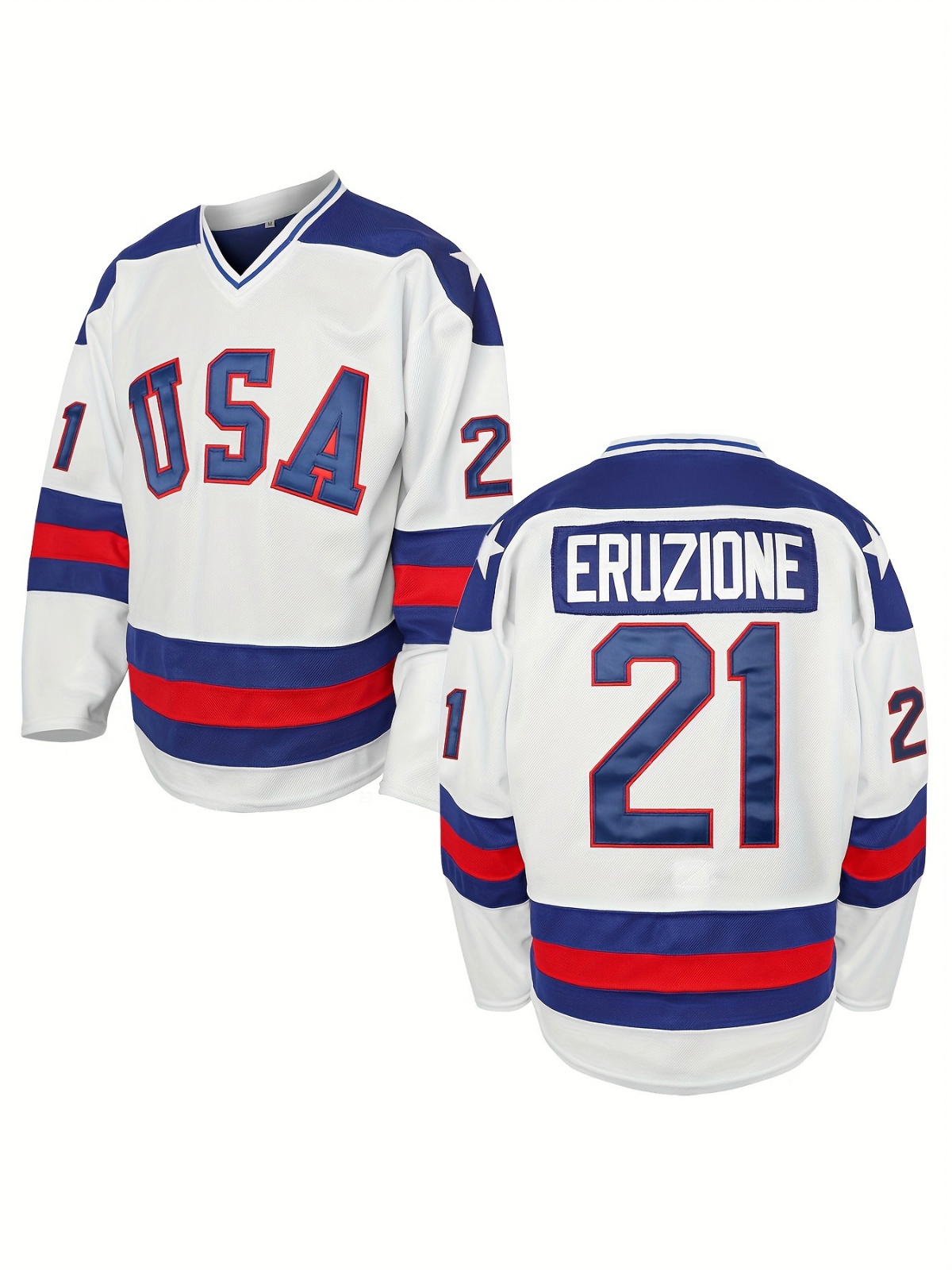 #17 21 30 Men's Retro 1980 USA Ice Hockey Jerseys Stitched In Stock Fast Shipping Loose Fit V-Neck Hockey Jersey for Daily Casual&Sports Wear