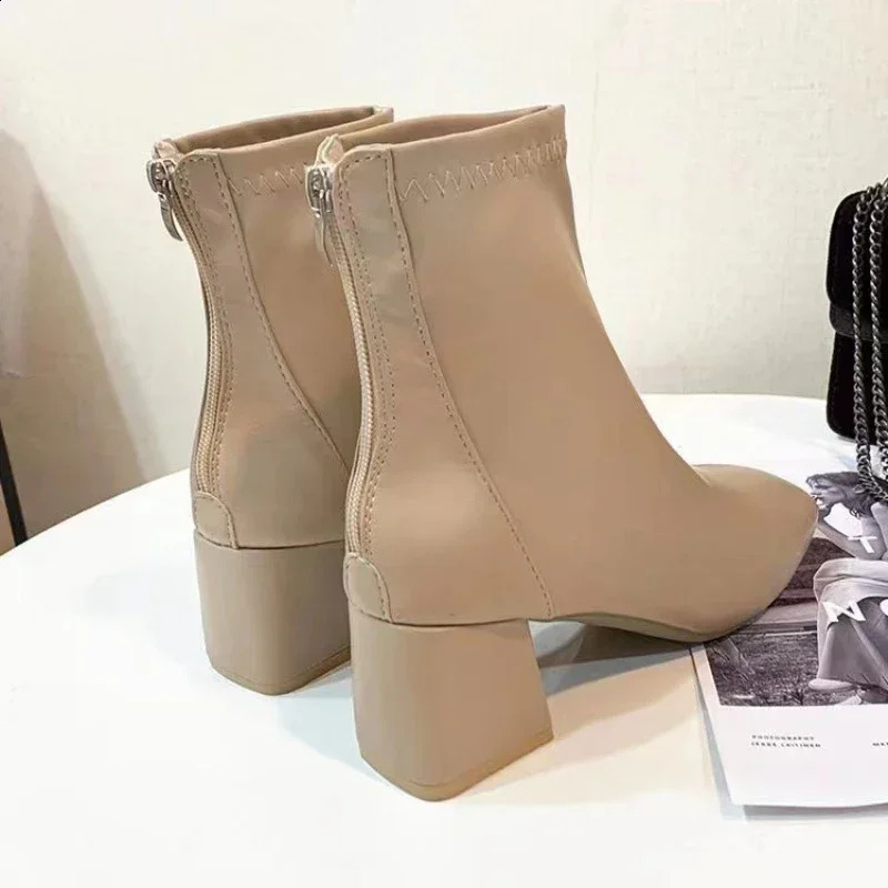 Women Boots Fashion Square Head Ankle Boots for Women Ankle Boots Comfortable Lady Shoes Casual Shoe botines mujer 241226