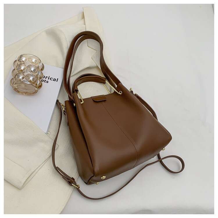 Summer Solid Color Women's New Fashionable Shoulder Large Capacity Handbag, Tote Bag, Popular Bucket Bag