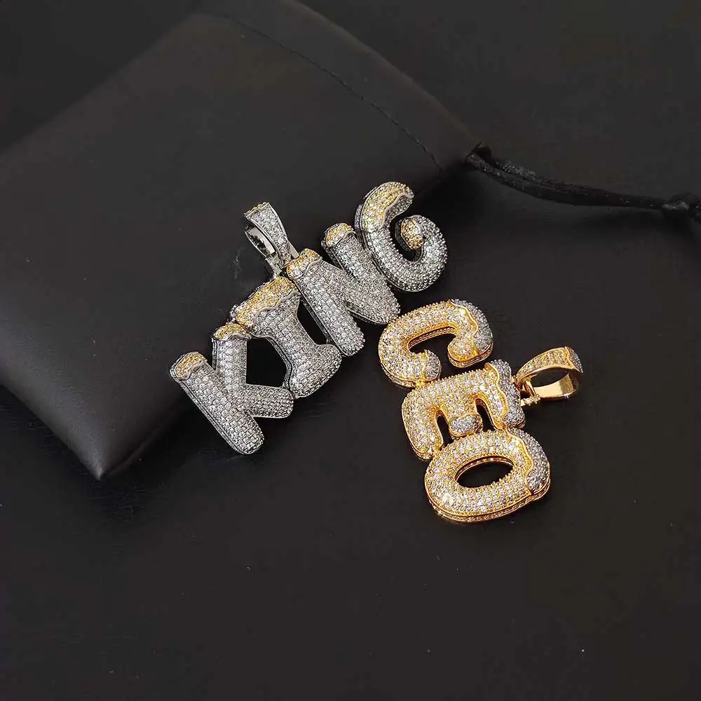 Hip Hop Custom Iced Out Personalized Initial Name Letter Zircon Diamond Pendant Necklace For Women Jewelry 241226