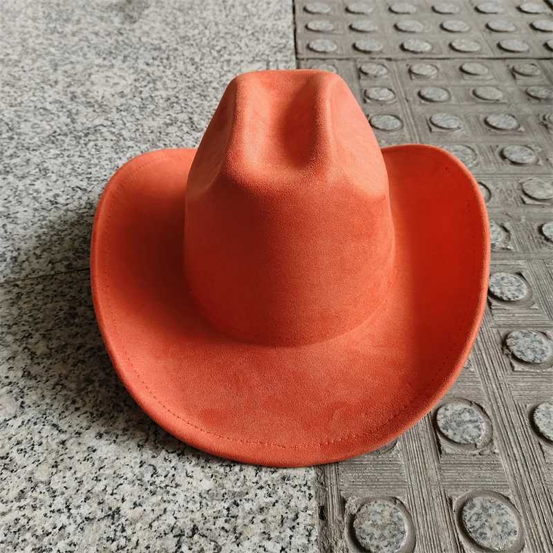 Suede Cowboy Hat Mens Automatic Winter Double Concave New Western Cowboy Hat Solid Retro Hat Wholesale Sombrero Vaquero Mujer W241225