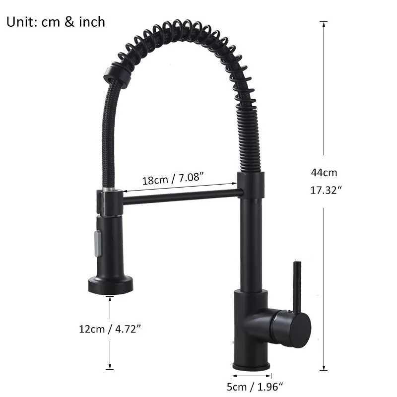 Matte black Pl kitchen faucet Chre dual-mode nozzle hot and cold water mixer crane faucet brass spring kitchen sink faucet Y241226