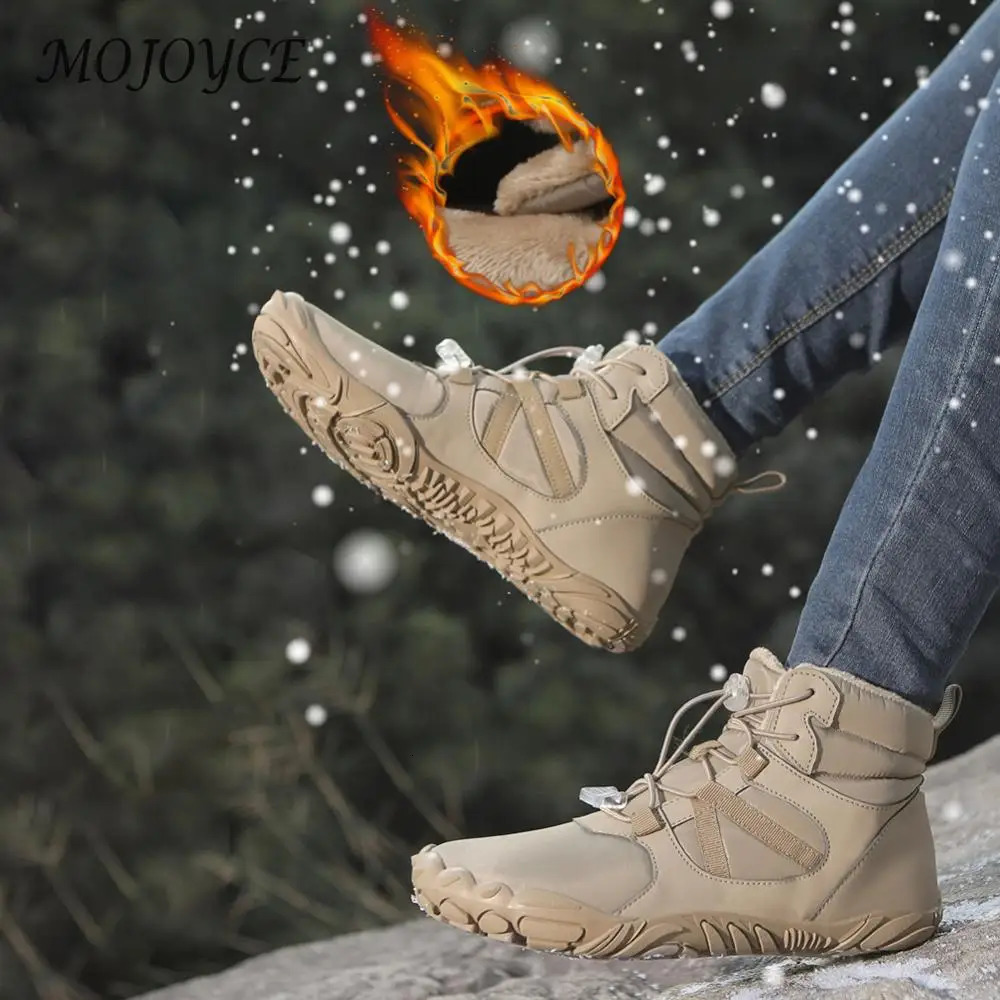 Winter Snow Boots Casual Barefoot Shoes Non Slip Thickened Ankle Waterproof High Top for Travel Climbing Hiking 241225