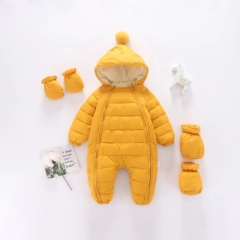 born Hooded Plus Velvet Warm Boys Snowsuit Toddler Snow Suit Baby Girl clothes Cotton Overalls Jumpsuit Rompers 241225