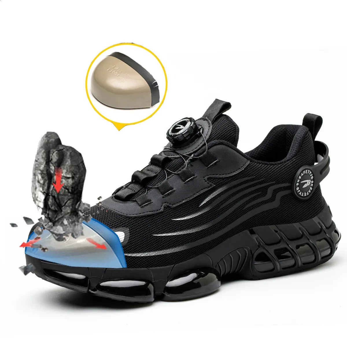 Mens Steel Toe Anti-Puncture Breathable Safety Shoes Mens Anti-smash Anti-slip Protective Factory Site Safety Work Shoes 241226