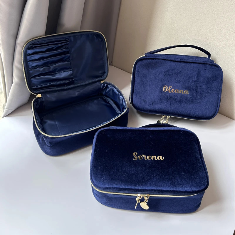 Velvet Cosmetics Bag Top Handle Travel Large Capacity Brushes Suede Makeup Vanity Case 241226