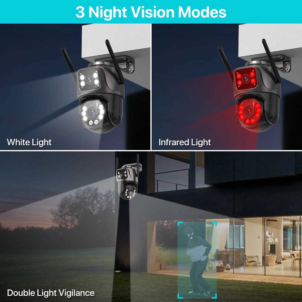 4K 8MP HD Wifi PTZ Camera Outdoor 4MP Dual Lens Dual Sn AI Auto Tracking IP Camera CCTV Au Video Surveillance P2P iCSee Z241225