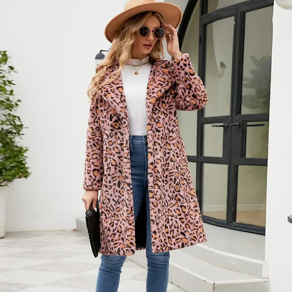 Fashion Casual Square Collar Faux Fur Coat Plush Long Autumn and Winter Coats for Women 241223