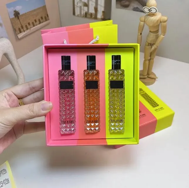 Top quality Born in Roma Donna Perfume Set 3pcs*15ml Yellow Dream travel size High Quality Long Lasting good smell Fragrance