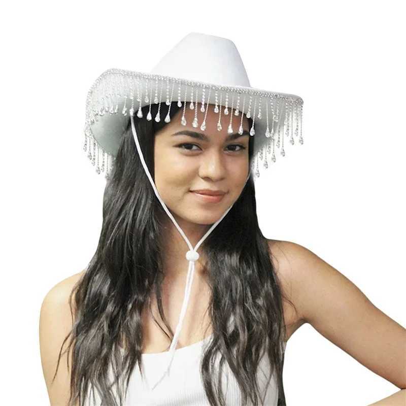 PMIYS Western Cowboy Hat Rhinestone Cowboy Hat Womens Tassel Decorative Cowboy Hat Party Clothing Accessories W241225