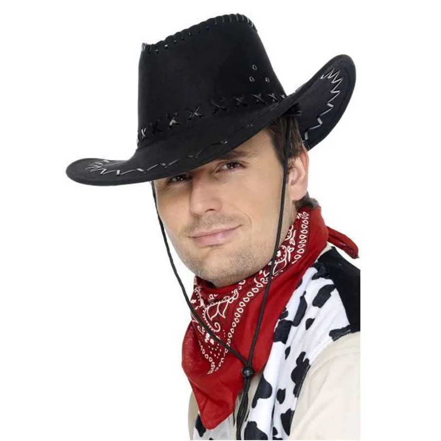 New Cowboy Hat Suede Leather Appearance Wild West Fancy Dr Mens Cowboy Girl Neutral Cowboy Hat Wide Brown Cowboy Girl Jazz C Wholesale W241225
