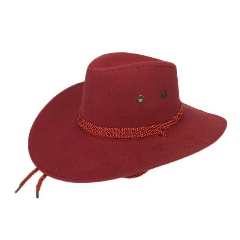 Classic Big Brim Cowboy Hat Mens Retro Outdoor Sunscreen Cs Neutral W241225