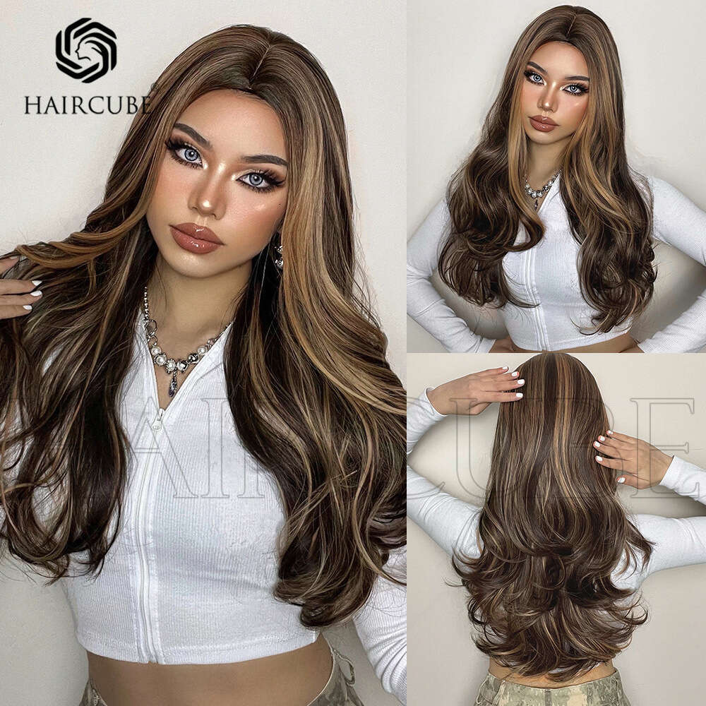 Style: Women's Light Brown Medium Split Long Curly Hair Wig, Headband, High-Temperature Silk Material, Suitable For Daily Use Kq1 Kq1