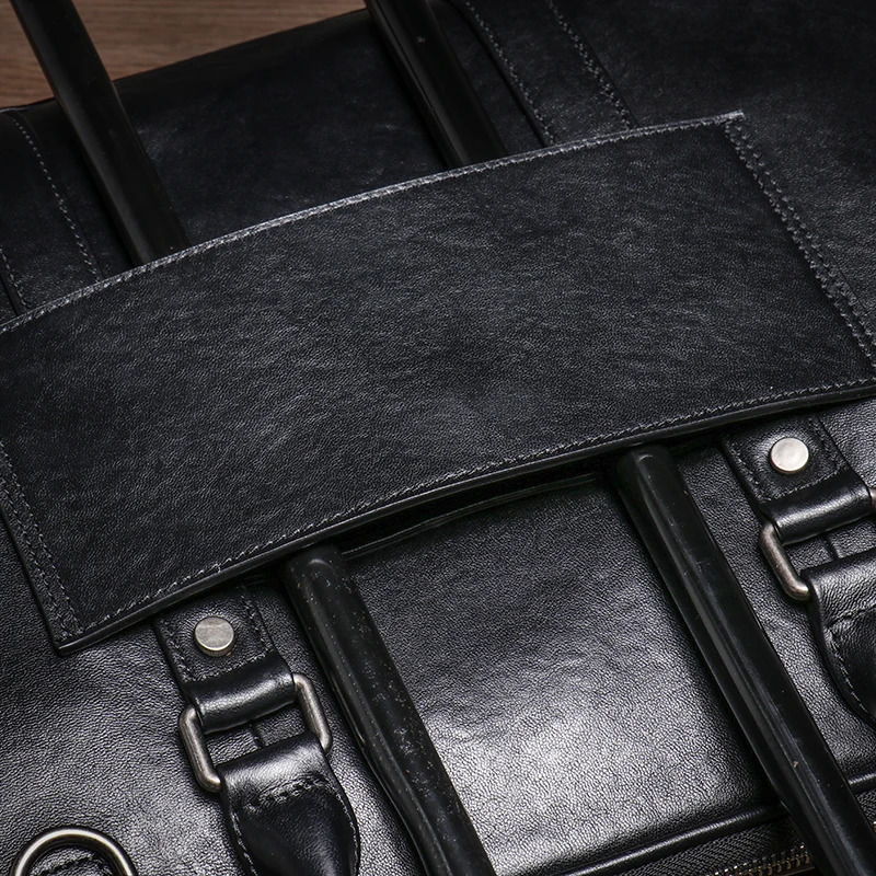 LUOKIR Real Leather Handbag Men Business Travel Briefcase Shoulder Crossbody Portfolio Computer Bag For 15.6 Inch Laptop 241225