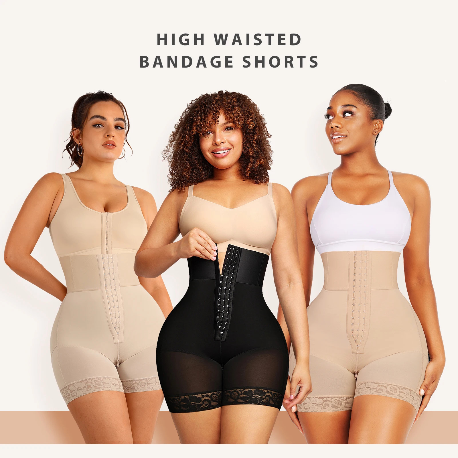 Bandage High Waisted Body Shaper Shorts Shapewear for Women Tummy Control Thigh Slimming Slip Shorts Butt Shapewear 241225