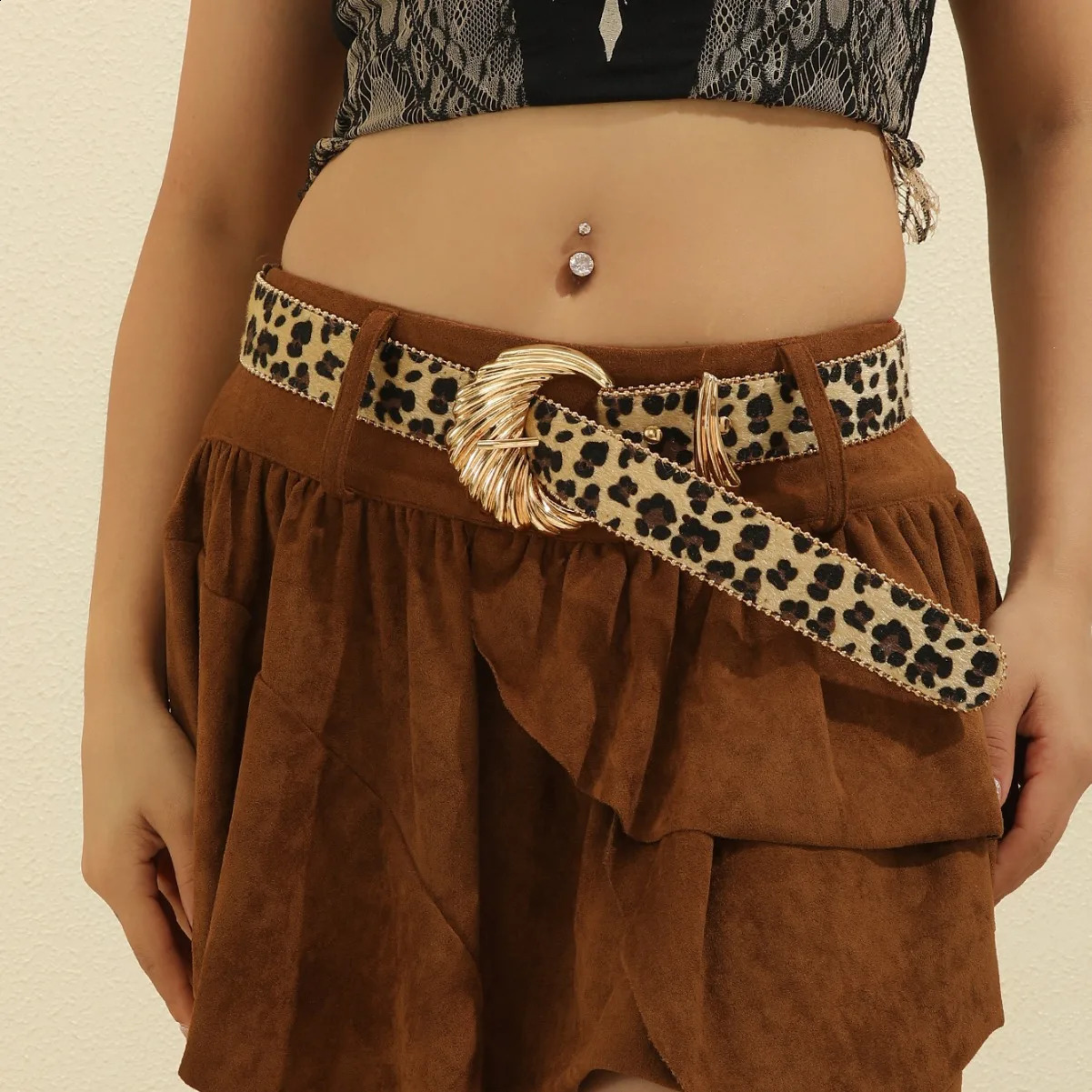 Womens Belt Gothic Vintage Golden Zebra Leopard Woman Cheetah Y2k Belt Viper for The Dress Emo Belt Accessories 241226
