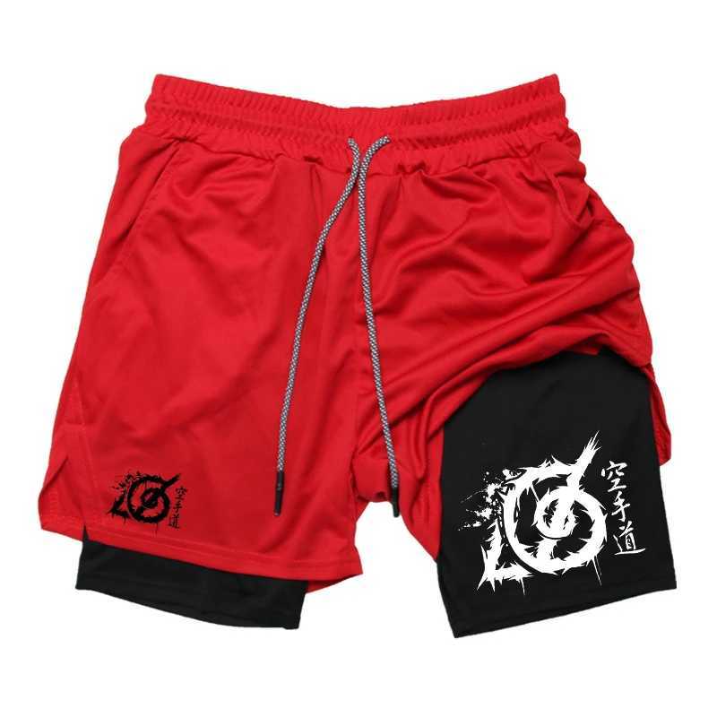 Karate Graphic 2 in 1 Workout Running Shorts for Men Gym Athletic Sport Shorts with Compression Liner Phone Pocket Towel LoopXJ241226