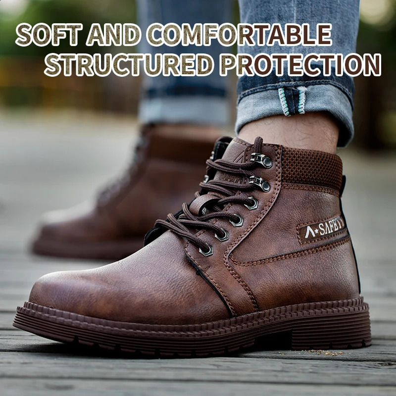 Fashion Men Work Safety Boots Safety Shoes Anti-smash Work Sneakers Safety Shoes Men Indestructible Work Boots 241226