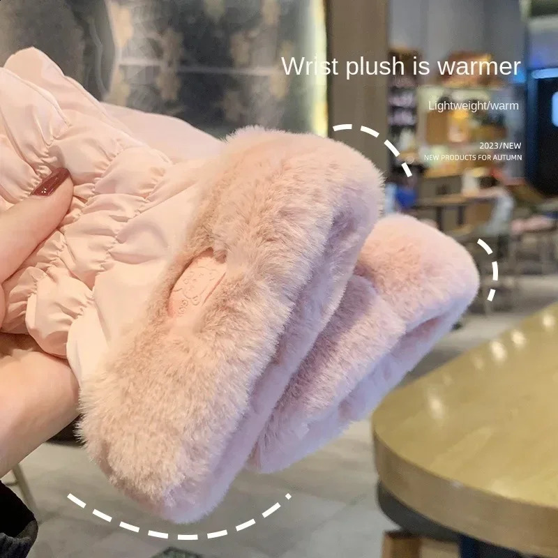 Cute Padded Gloves Little Bear Gloves Women Winter Fleece Thickened Warm Cycling Mountaineering Skiing Plush Cotton Gloves 241226