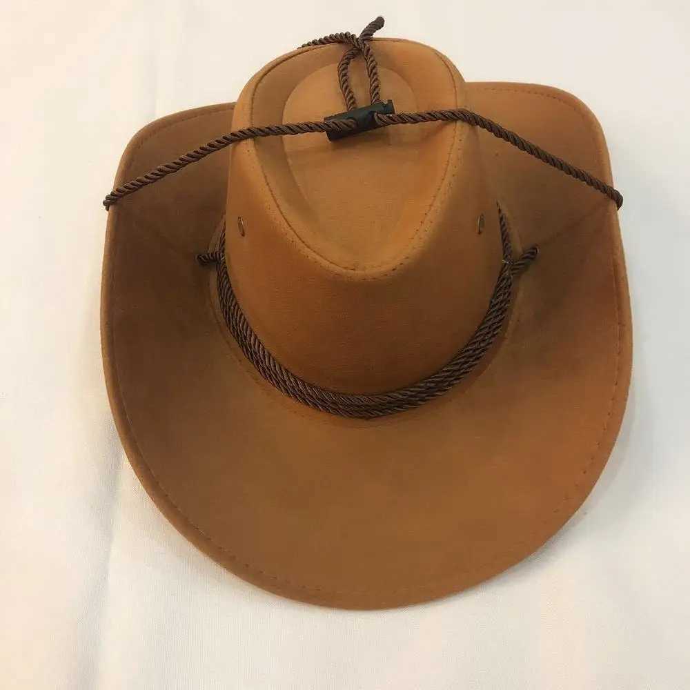 Mens Western Cowboy Hat Suede Spring Summer Mens C Sunshade Horse Outdoor Cycling Solid Color High Quality New Fashion Crimp Gift W241225