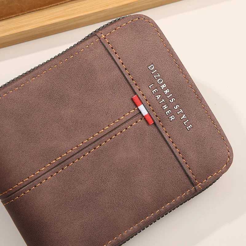 2025 new mens wallet short horiztal zipper three fold zero wallet casual buckle square bagXJ241225