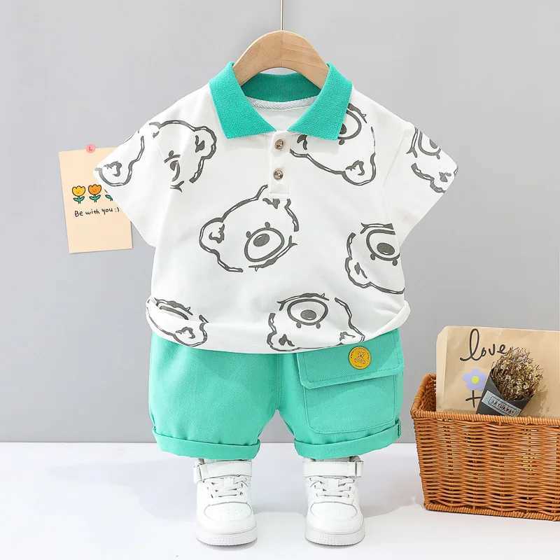 Clothing Sets Fashion Summer Kids Baby Boys Clothes Suits Cartoon Bear T-Shirt+Shorts Casual Clothes Outfit Infant Girls Clothing 2PCS/SetY241225SRYB