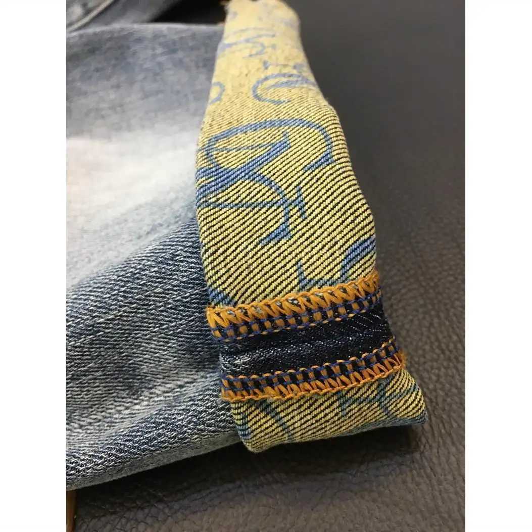 Mens casual denim jeans knee length shorts 2024 summer new denim print Distressed shorts Korean ultra-thin patch work shorts W241226
