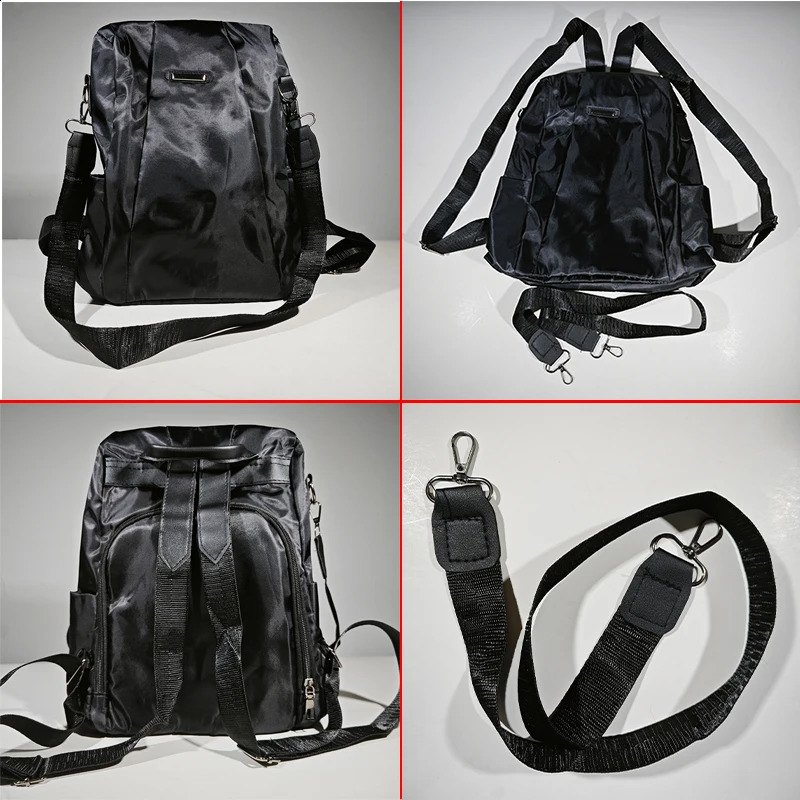 Womens Backpack Casual Nylon Solid Color School Bag Fashion Detachable Shoulder Strap Shoulder Bag Mochila Femenina 241226