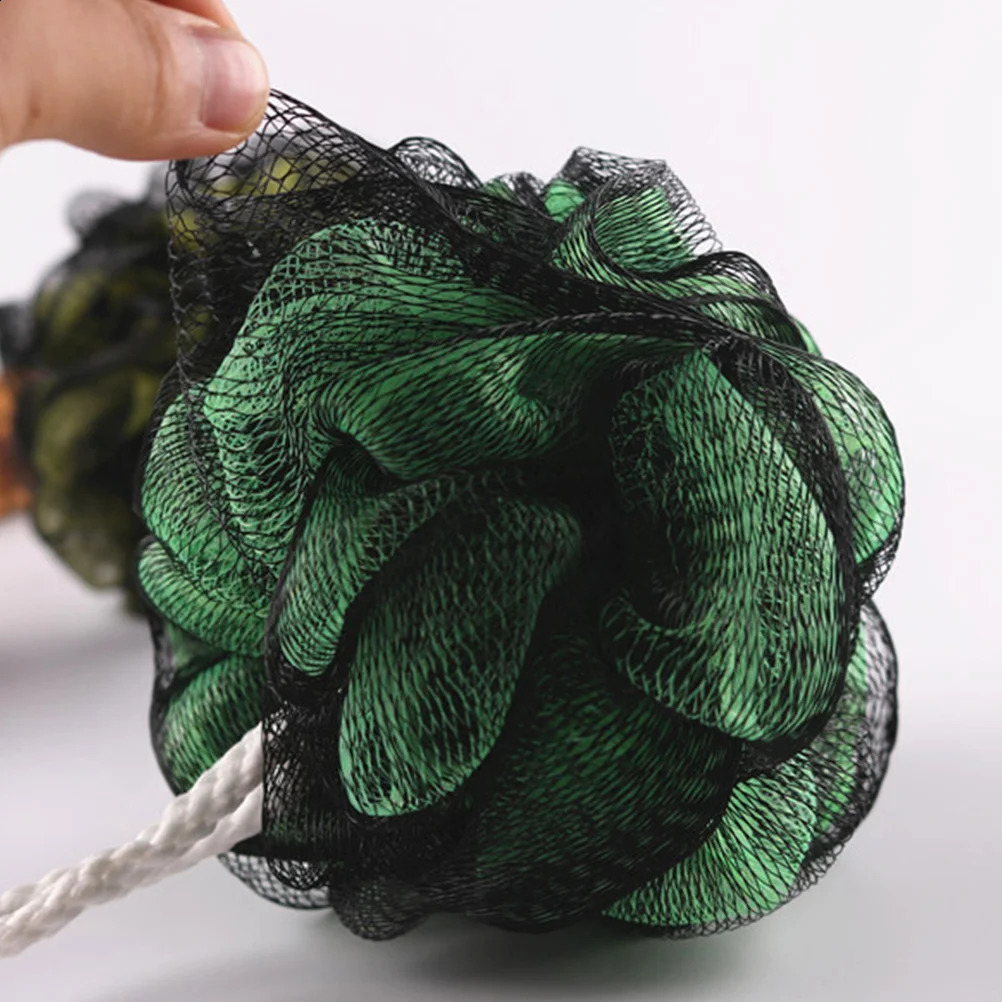 4pcs Large Shower Ball Bath Ball Double Color Mesh Sponge Mesh Pouf 50GBlack Blue Black Yellow Black Green Black Pink 241226