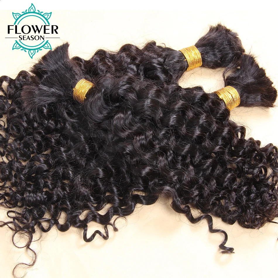 For Braiding Wholesale Burmese Boho Braids Human Extensions No Weft Double Drawn Curly Hair Bulk 3Bundles 241226
