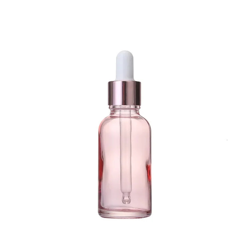 5pcs 5/10/15/20/30ml/50ml/100ml Pink Empty Glass Dropper Bottle Essential Oil Aroma Liquid Reagent Refillable Container 241225