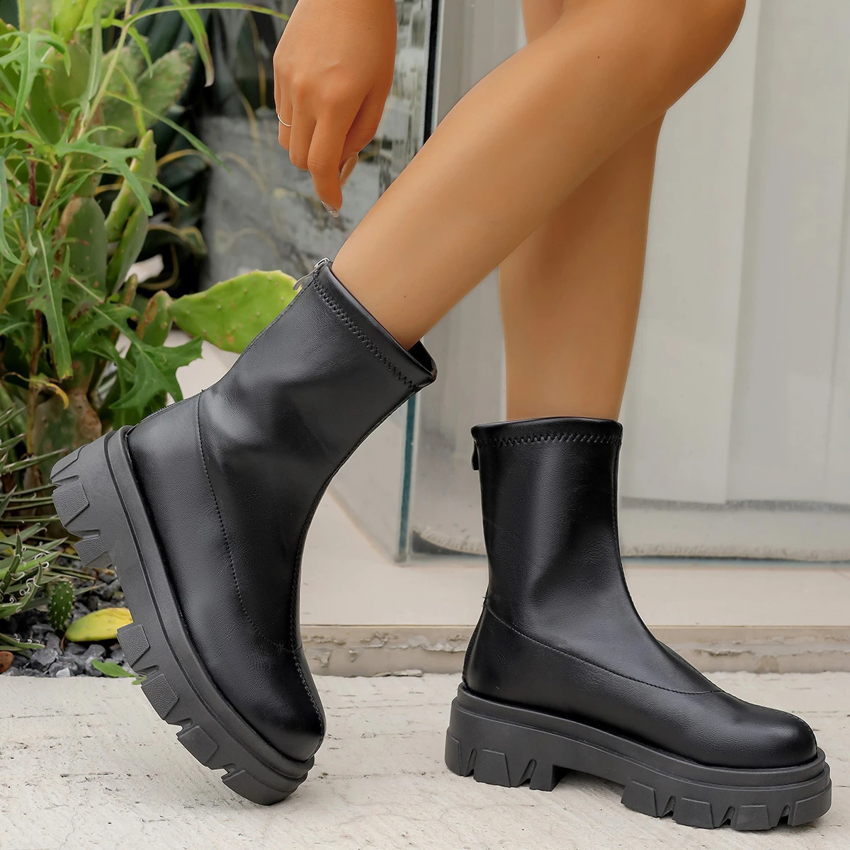 Women Chelsea Boots Winter Warm Comfortable Boots Women Non Slip British Style Zipper Goth Shoes for Women Botas De Mujer 241226