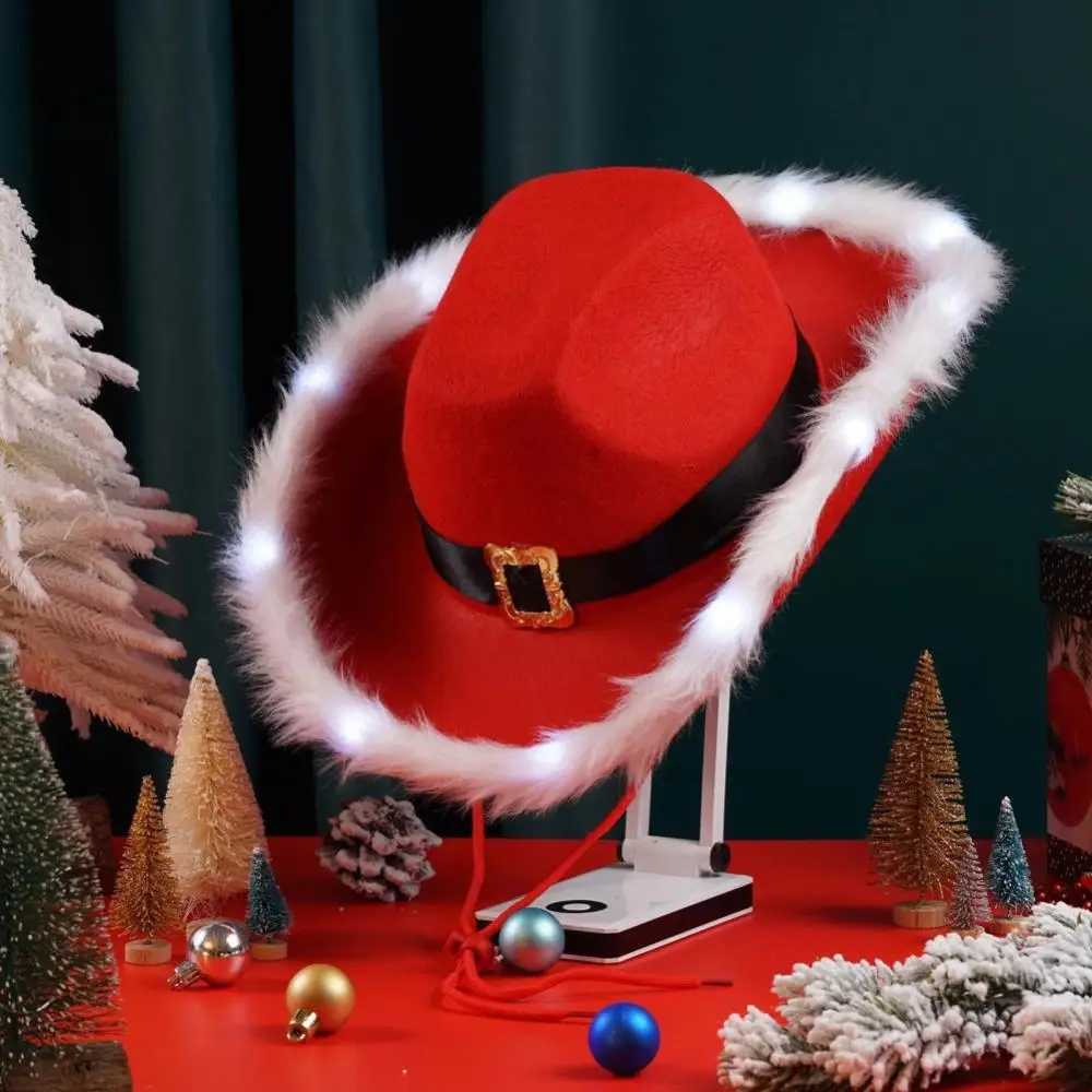 Luminous White Feather Santa Claus Hat Fashion LED Santa Claus Hat Unique Santa Claus Role Playing New Years Day 2025 W241225