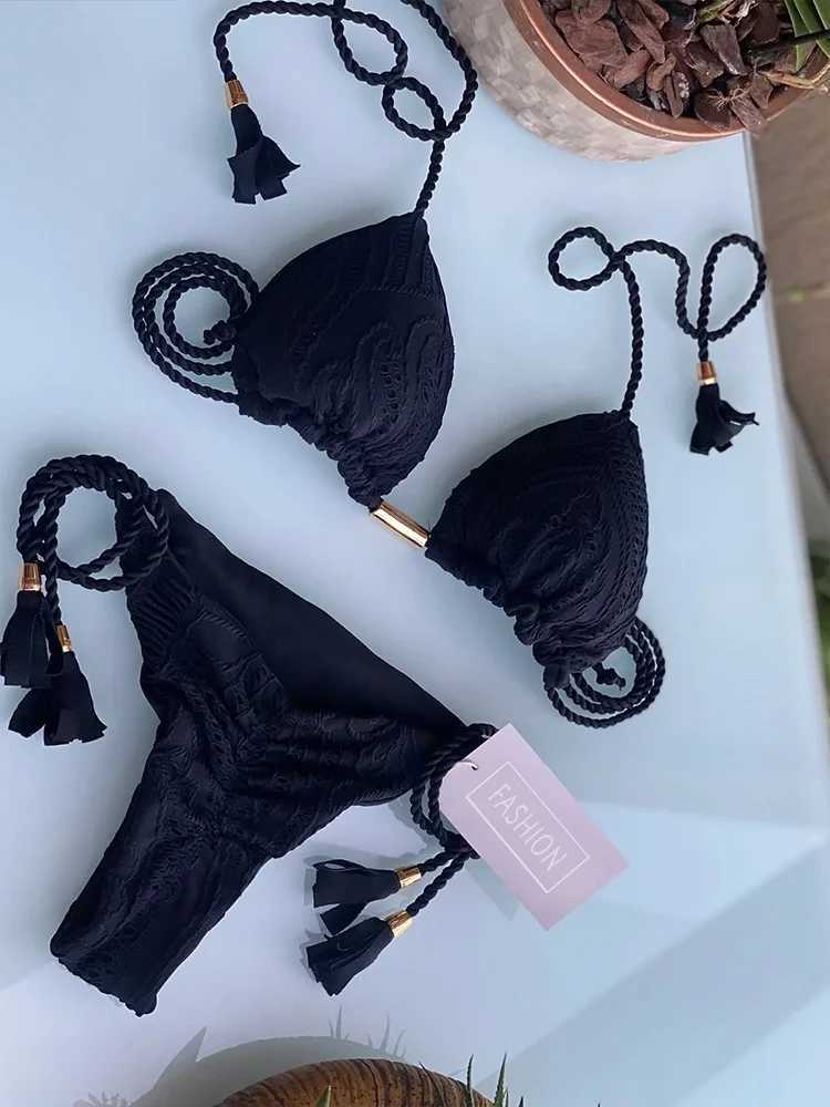 ZRTAK pink bikini triangle Biquinis womens swimsuit bead bikini set push up bikini womens swimsuitW241225