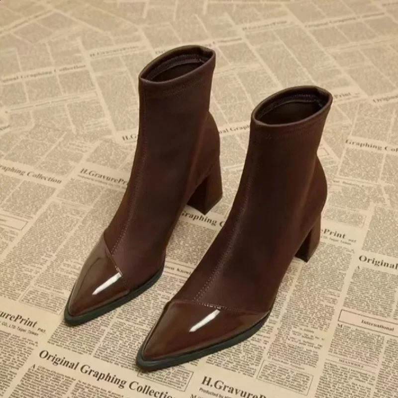 Shoes Female Fashion Ankle Womens Boots Pointed Toe Office and Career Plus Size Solid Shoes for Women Zapatos 241226
