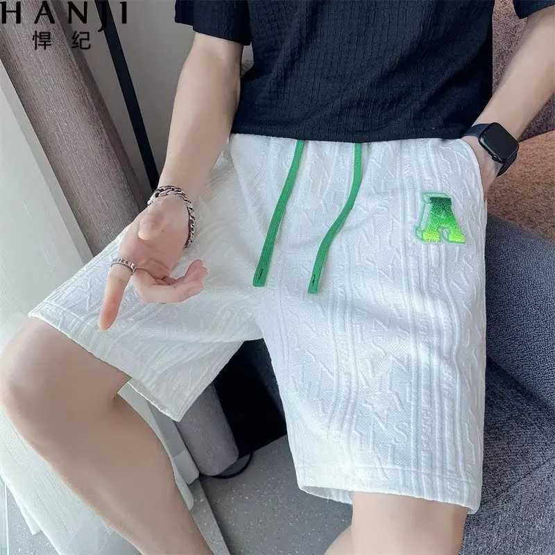Spring 2023 Mens Korean Fashion Green Shorts Harajuku Street Mens Casual Shorts New Home W241226