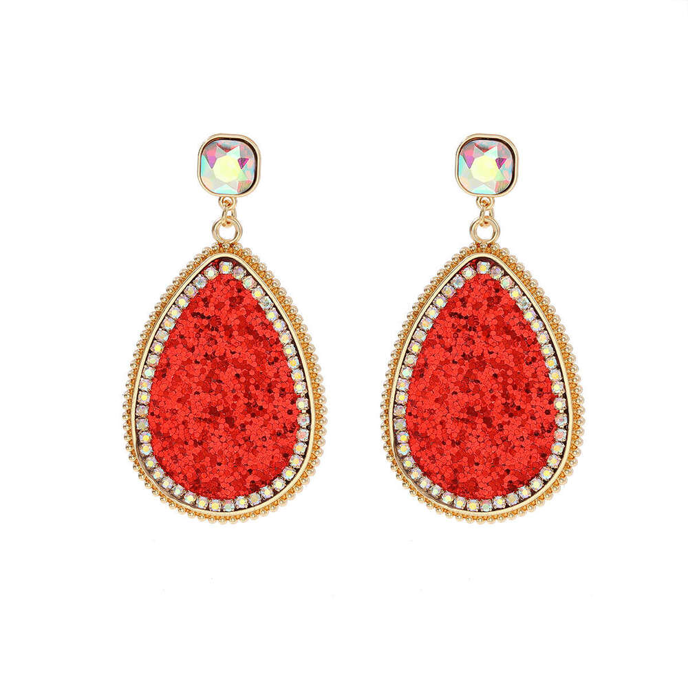 Hot selg creative alloy studded colorful dia earrings for women, exaggerated and high-end water droplet shaped ear accessories