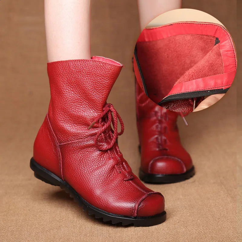 Women Shoes Retro Original Leather Short Boots Warm Leather Boots Autumn and Winter Ankle Boots women Boots Botas De Mujer 241226